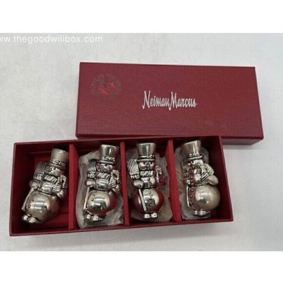 Neiman Marcus Silver-plated Snowman Place card Or Business Card Holders Set Of 4 - Picture 2 of 6